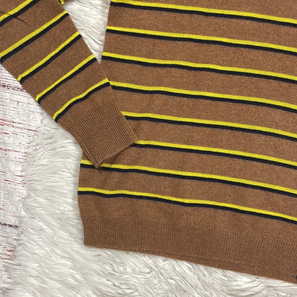 Kule Camel Cashmere Blend Samara Stripe Crewneck Sweater - Picture 4 of 10